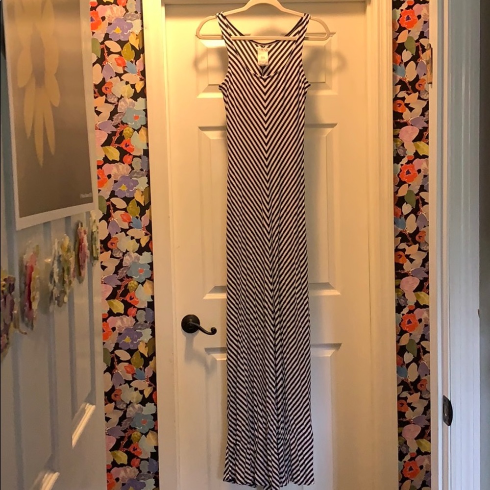 Merona Geometric Navy and White Striped Dress